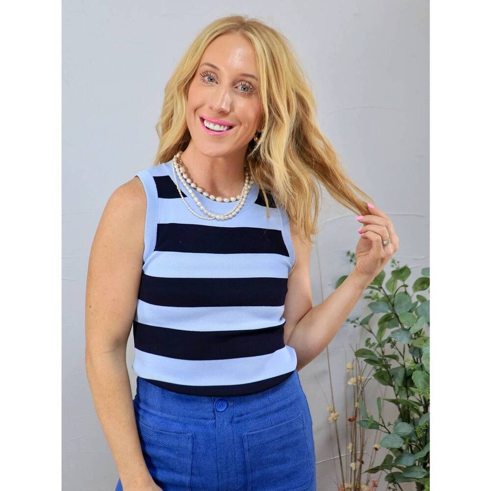 NEW LUCY PARIS curren tank top in blue striped